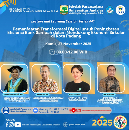 Webinar Pemanfaatan Transformasi Digital untuk Peningkatan Efisiensi Bank Sampah dalam Mendukung Ekonomi Sirkular di Kota Padang